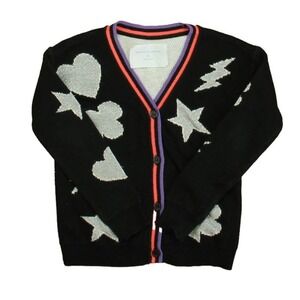 Kids Black Cardigan with Silver Hearts and Stars